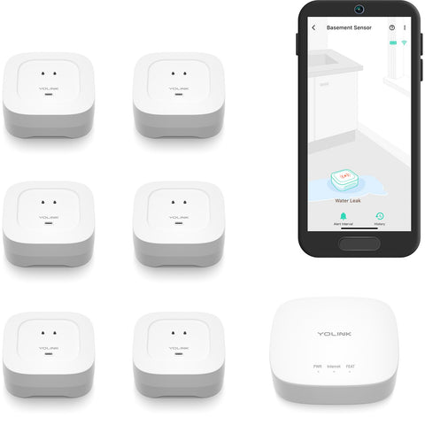 YoLink Water Leak Starter Kit hub enables centralized monitoring with instant alerts.