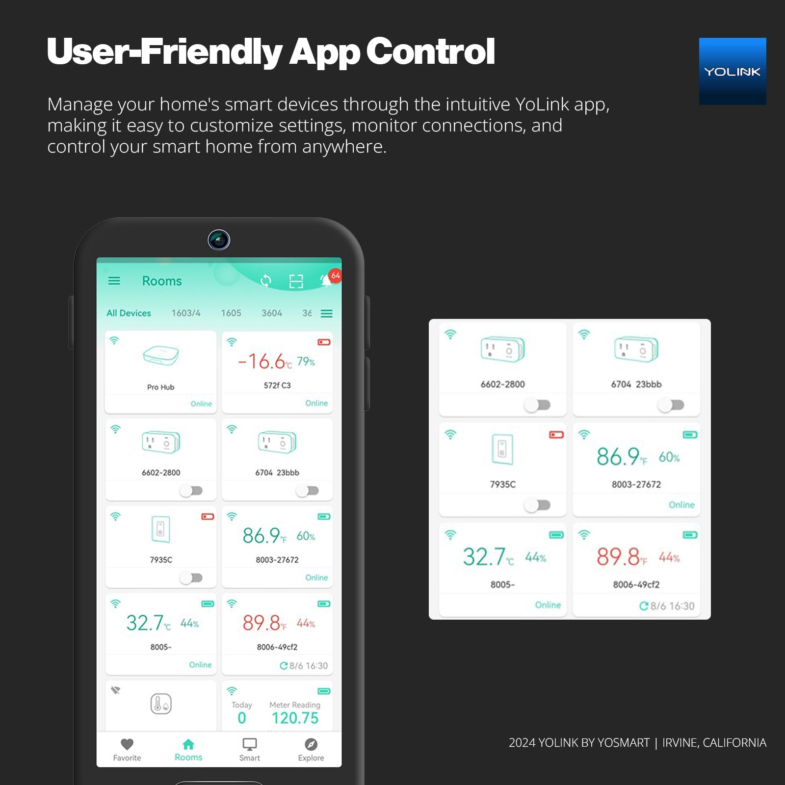 YoLink app control enables remote management from anywhere.