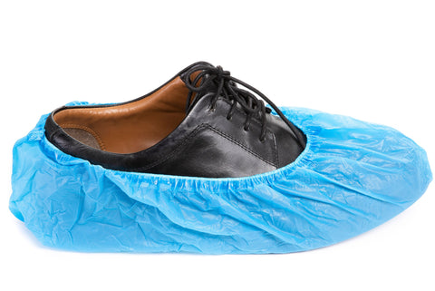 Yolju bonus storage box included for organizing shoe covers on tabletops.