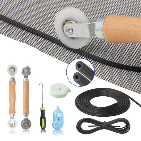 Yolovit window screen repair kit showing full tool set for easy installation
