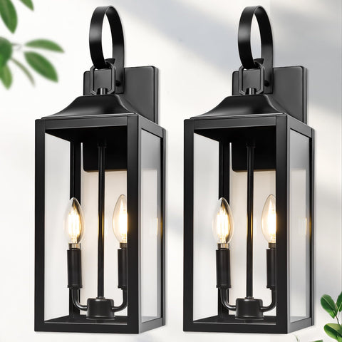 Yolsunes 19-inch outdoor wall light with two lights, front view for porch illumination.