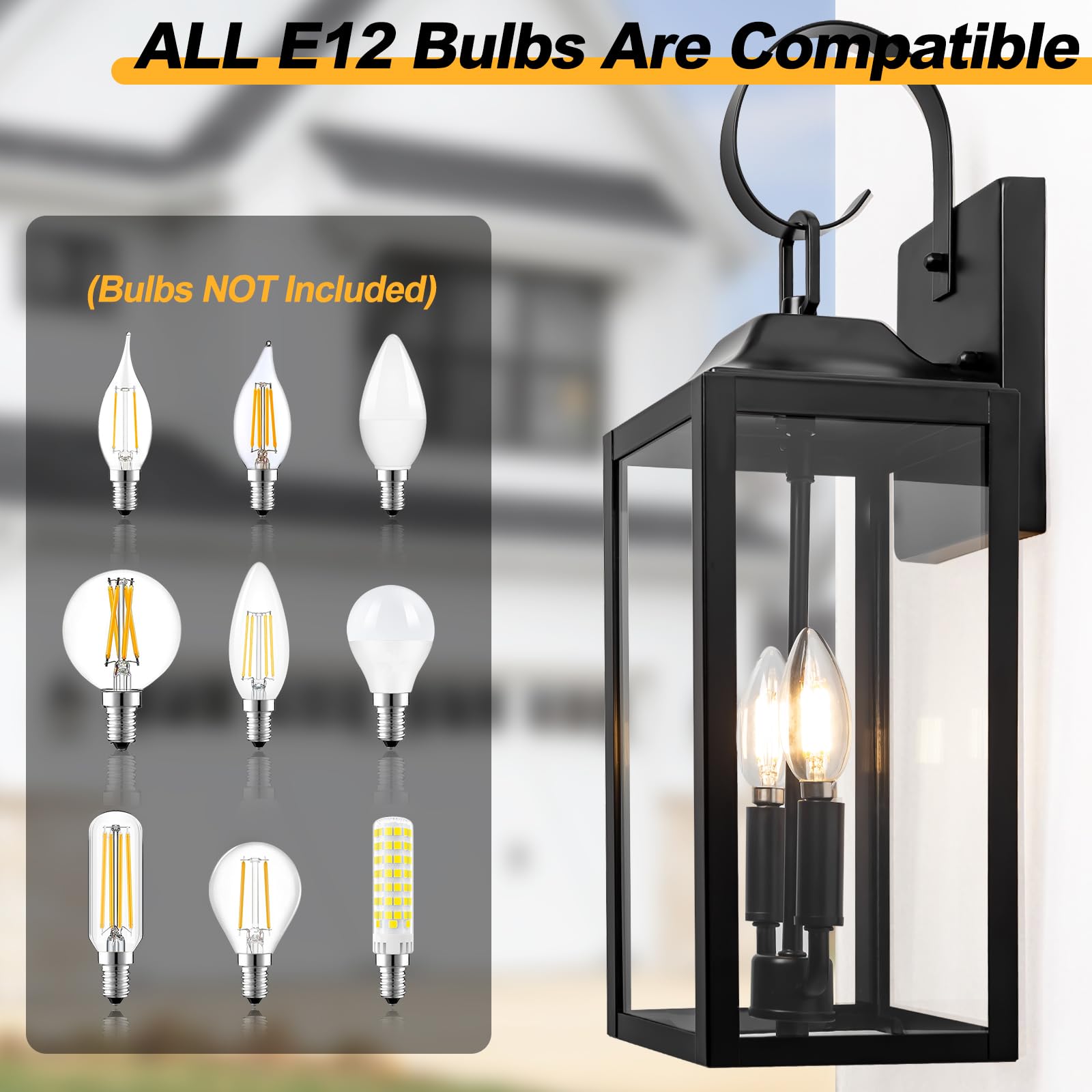 Yolsunes exterior lamp with matte black finish and open-bottom for bulb access.