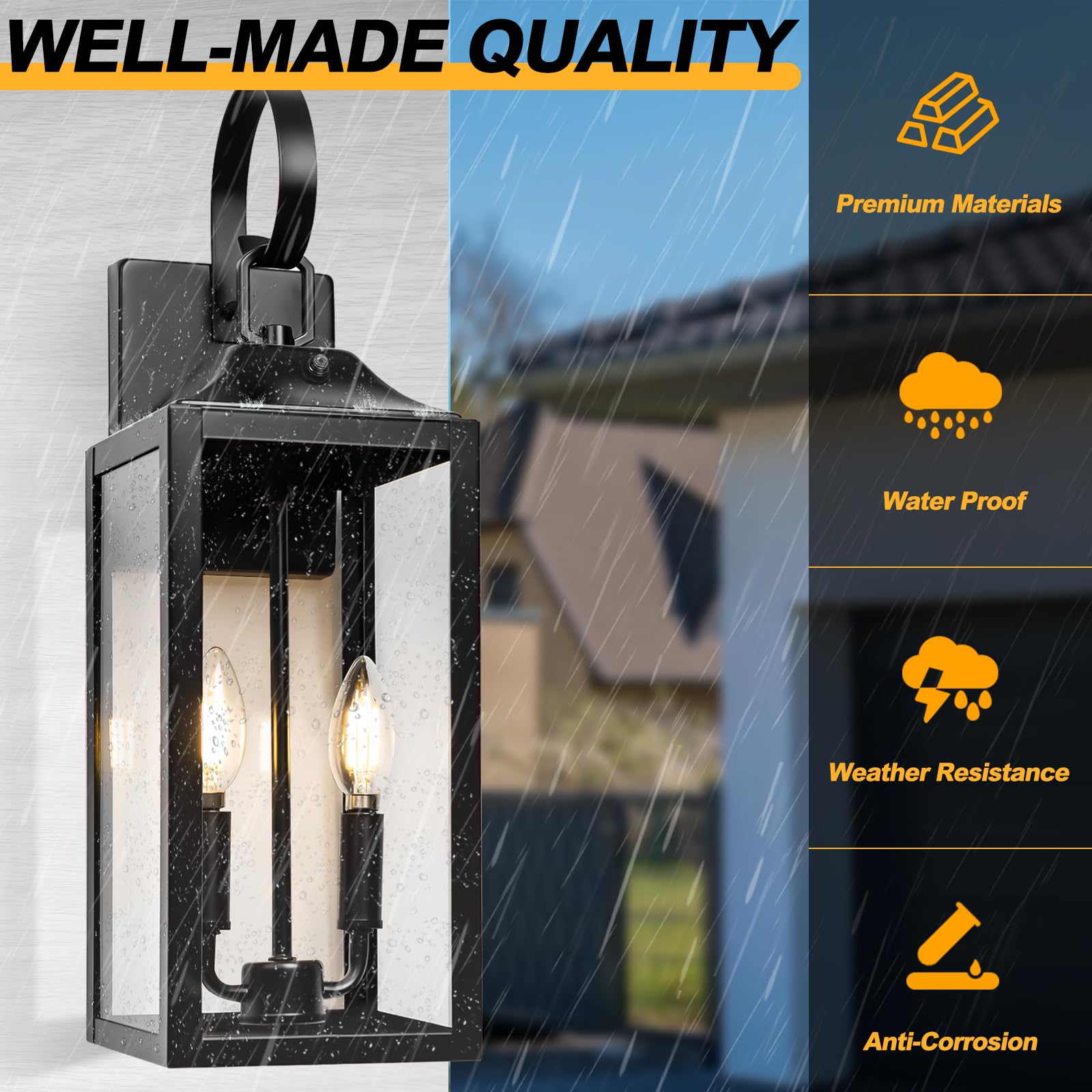 Yolsunes IP65 waterproof rating ensures weatherproof outdoor lighting.