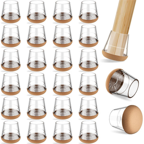 Yomanta chair leg protectors in clear caps with felt for scratch-free hardwood floors.