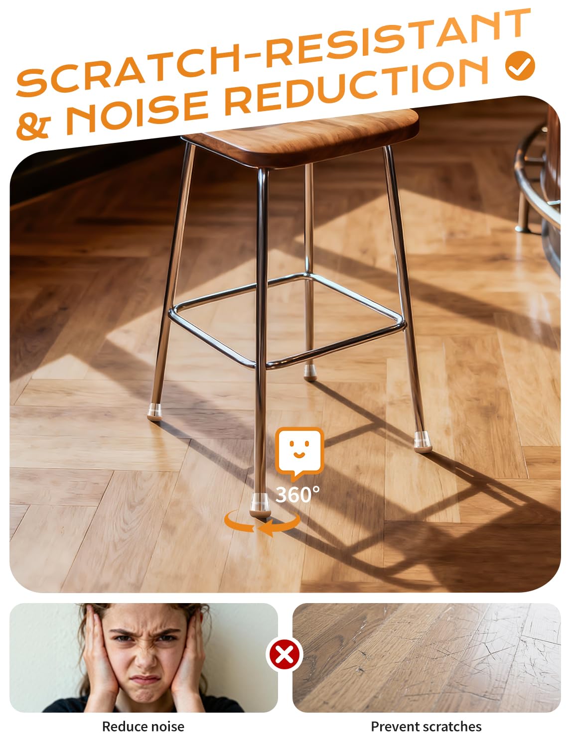 Yomanta durable TPE body with felt for long-lasting chair leg protection.