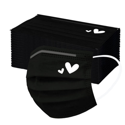 YOMEESOUL pink heart print disposable mask with soft inner layer