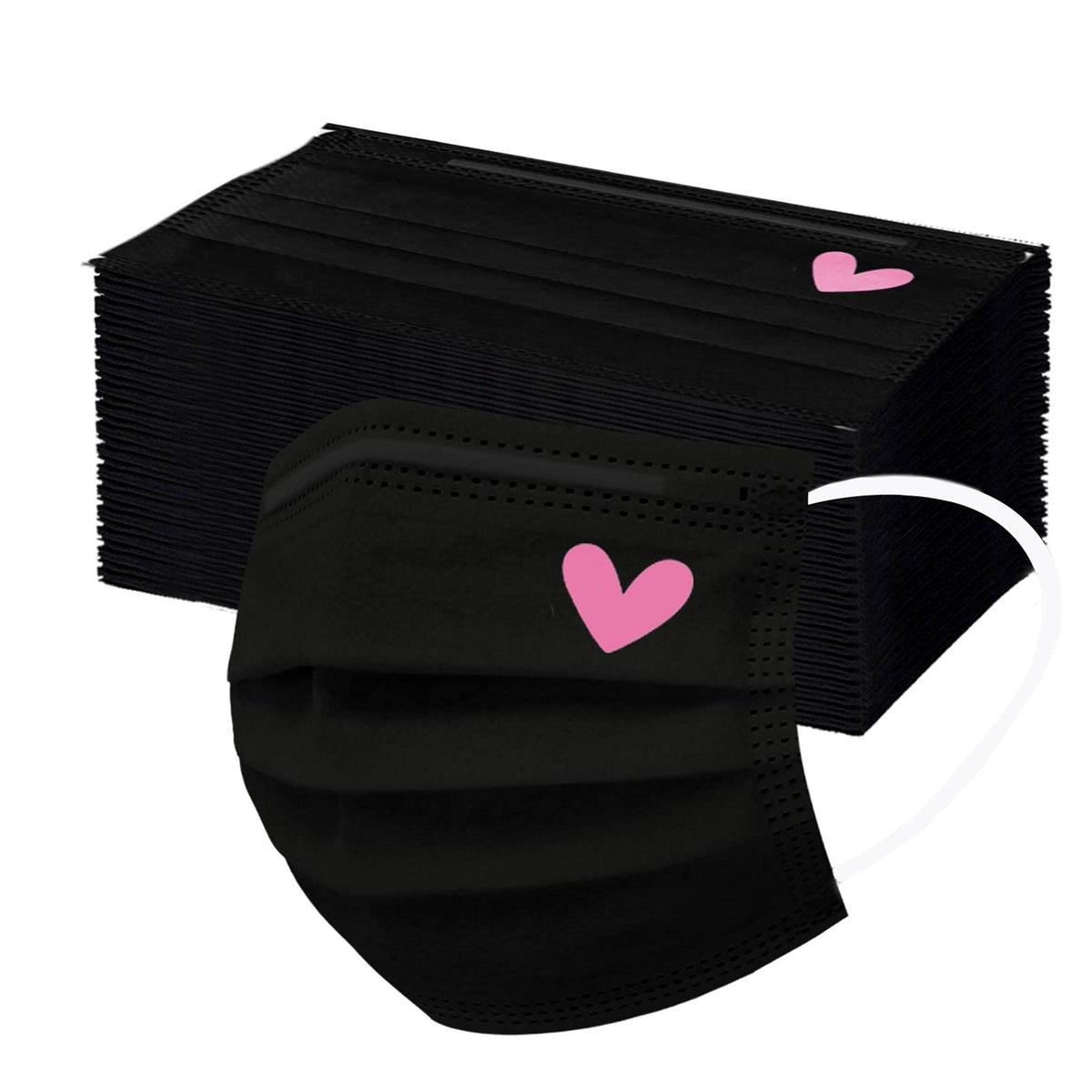 YOMEESOUL pink hearts disposable mask with comfortable three-layer design for daily wear