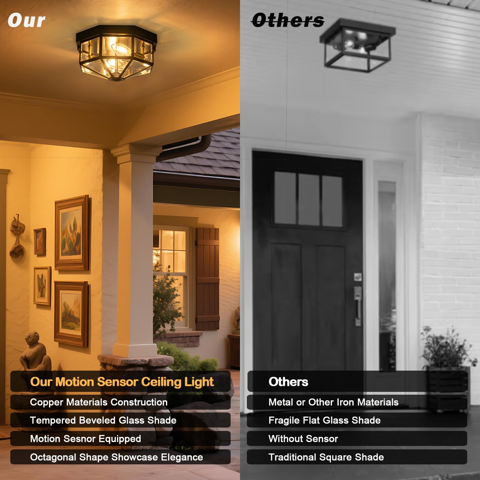 Yonaveil black exterior finish with antique brass accents for vintage charm.