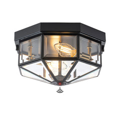 Yonaveil octagonal copper outdoor ceiling light close-up, timeless porch design.