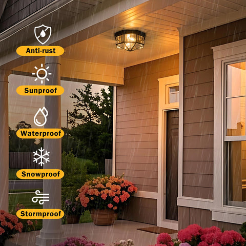 Yonaveil motion sensor porch light turning on at dusk for convenience.