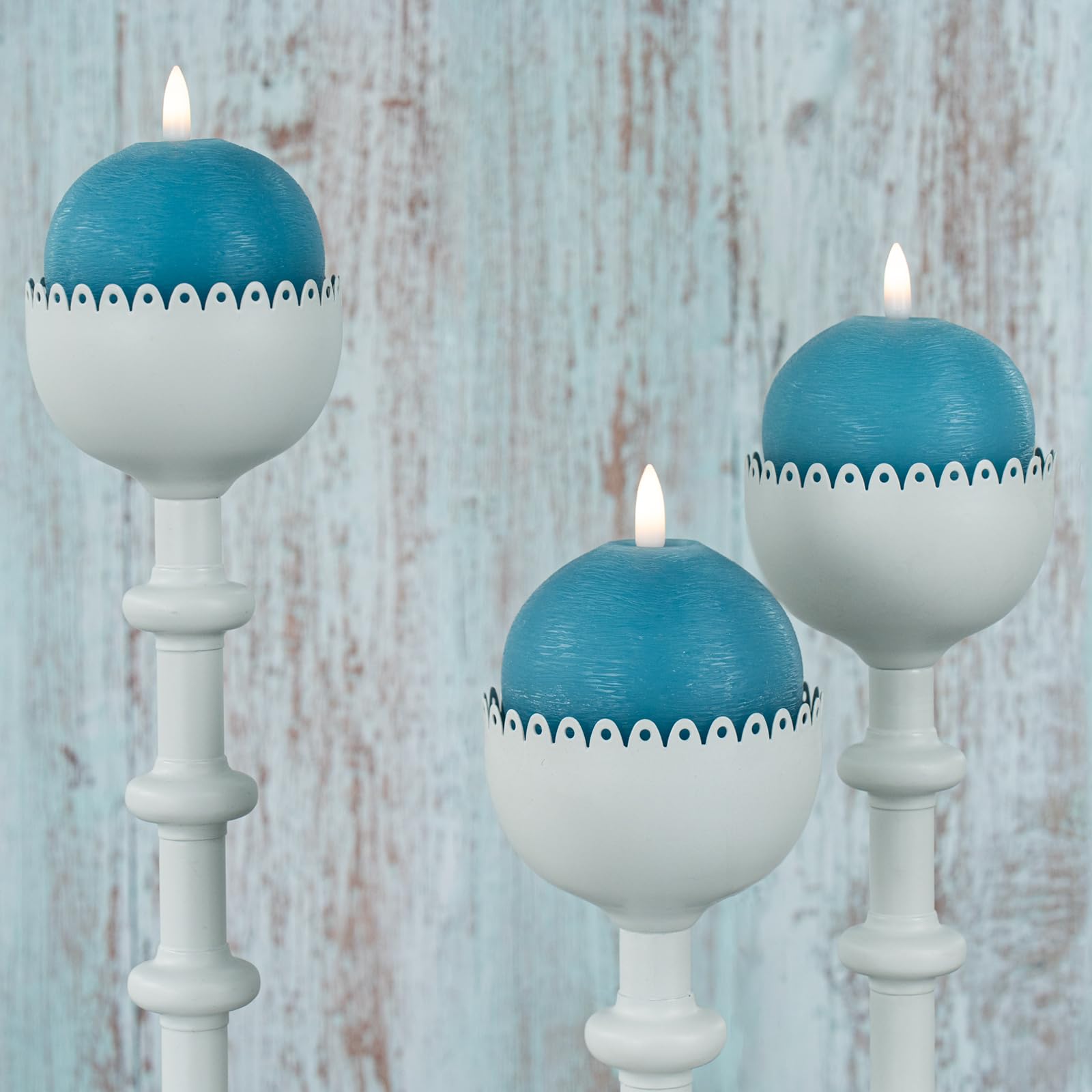 Yongmao flameless teal candles provide safe indoor ambience