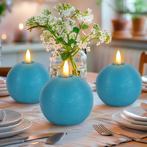 Yongmao teal set of 3 candles ideal for weddings and parties