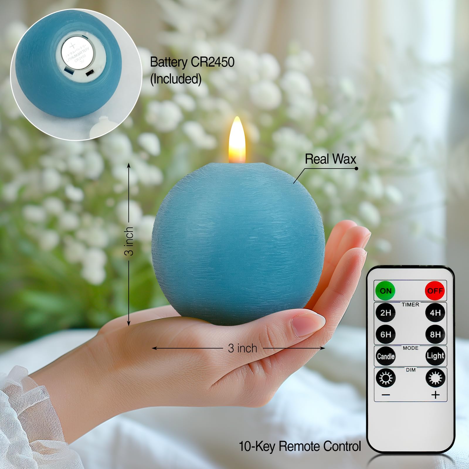 Yongmao real wax teal flameless candle texture enhances realism