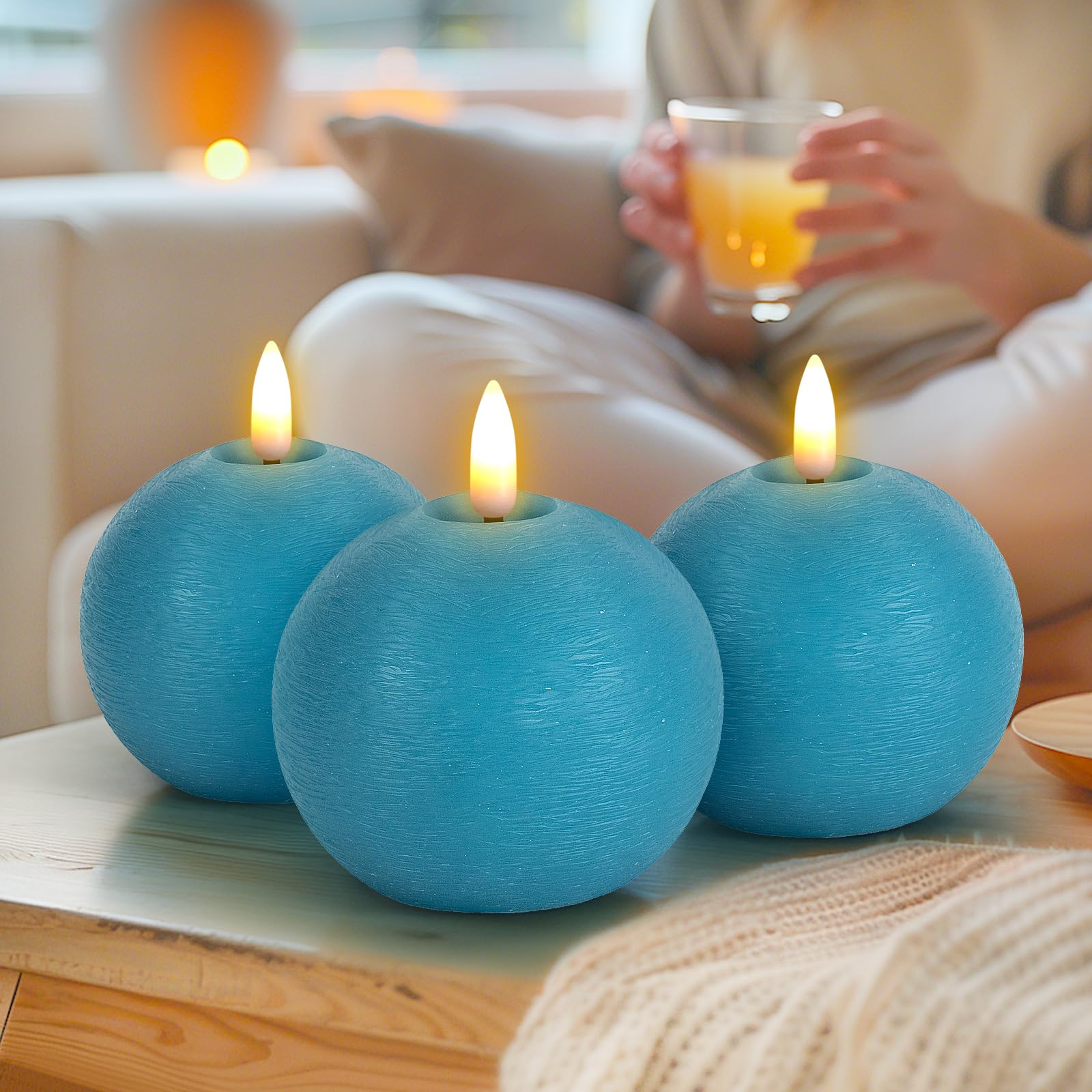 Yongmao teal flameless candle remote control for easy brightness and modes