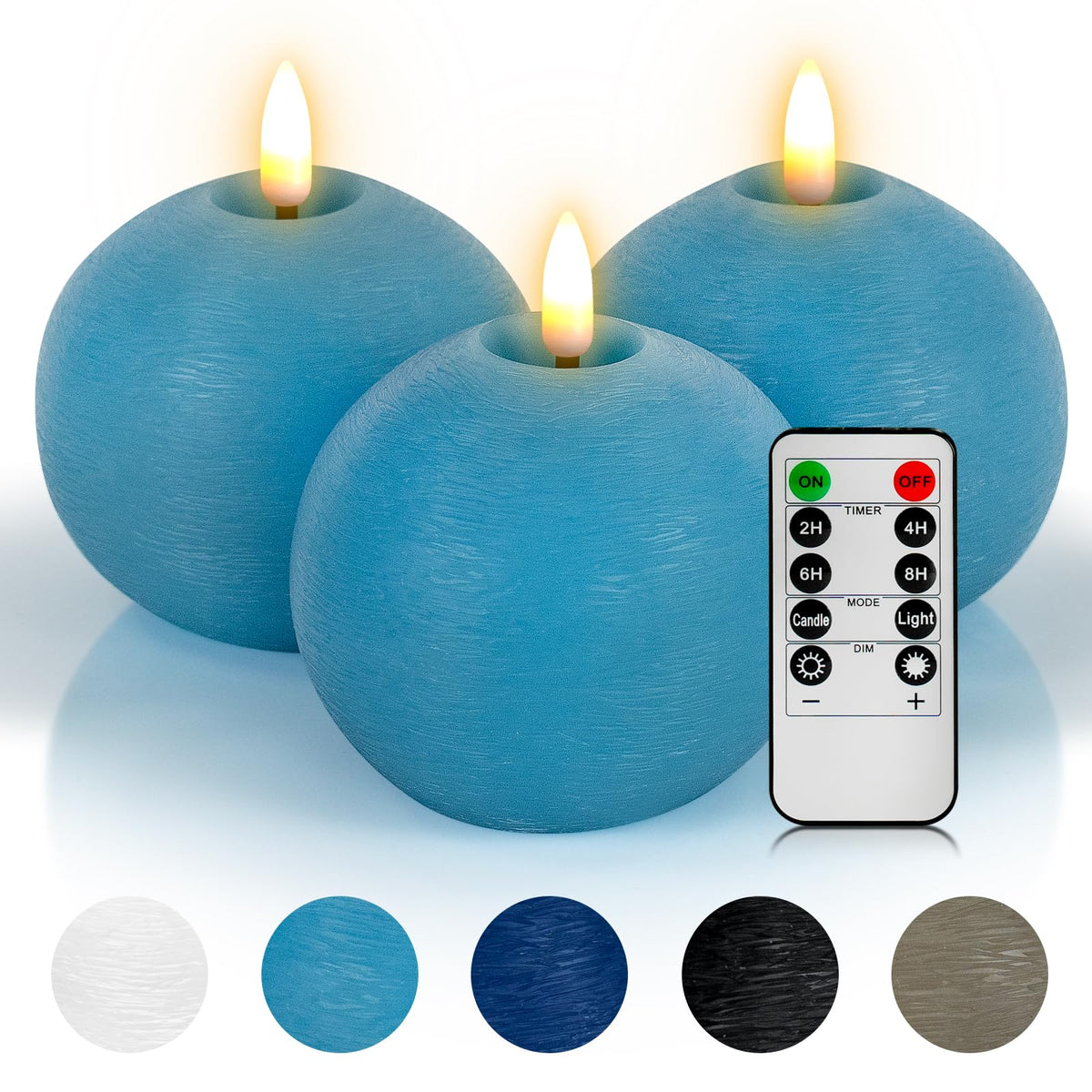 Yongmao teal ball flameless candle with remote creates cozy ambiance