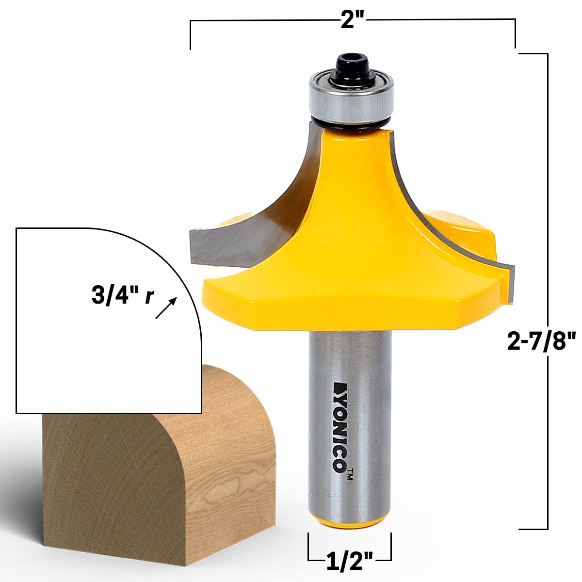Yonico 13168 round over edge 3/4-inch, ideal for table edges and small moldings.