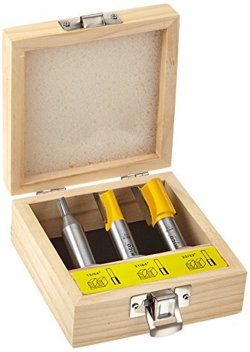 Yonico 14323 undersized dado router bit set for precise plywood joinery with 1/2 inch shank