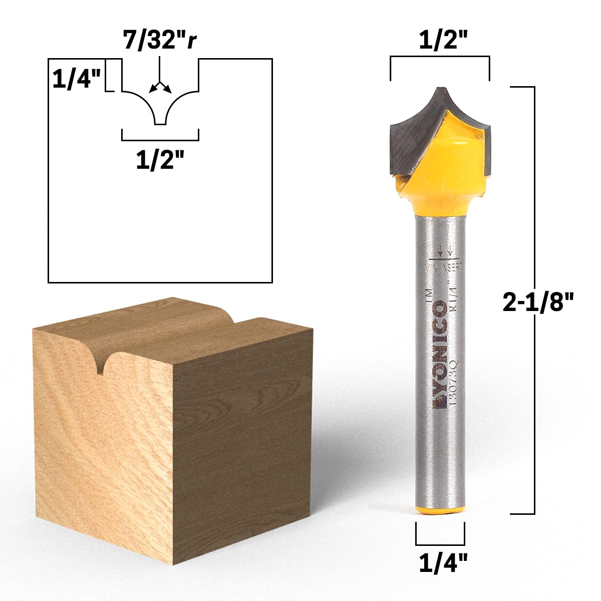 Yonico 13470q groove point cutter with 5/16 radius for strong, repeatable profiles