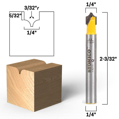 Yonico 13470q groove point cutter with 5/32 radius for routed panel details