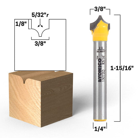 Yonico 13470q groove point cutter with 7/32 radius for elegant molding edges
