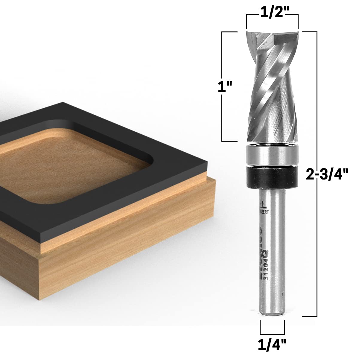 Yonico ultra-performance upcut bit delivers clean edge and smooth finish on hardwoods.
