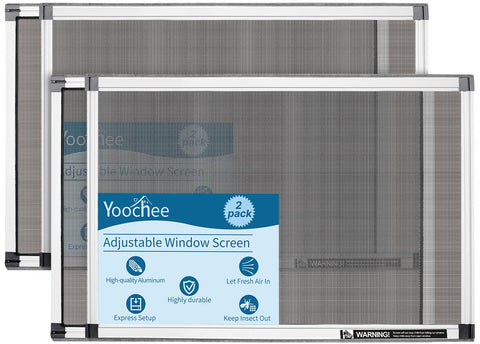 Yoochee expandable window screen frame shows sturdy aluminum construction for lasting fit.