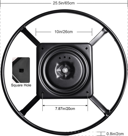 Yoogu round base with 10-inch plate offers stable attachment.