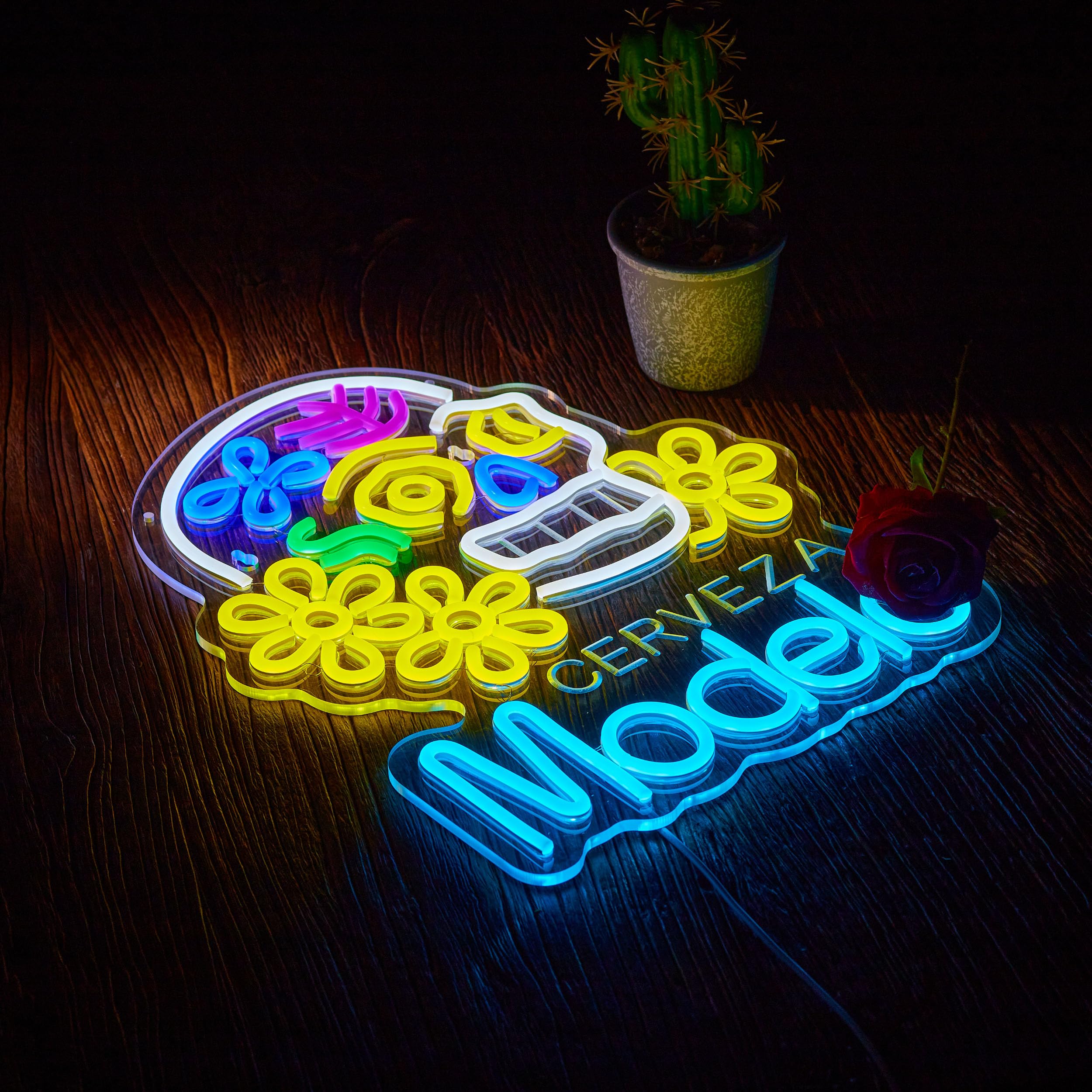 Yooyneon pre-drilled holes and metal chain enable quick hanging