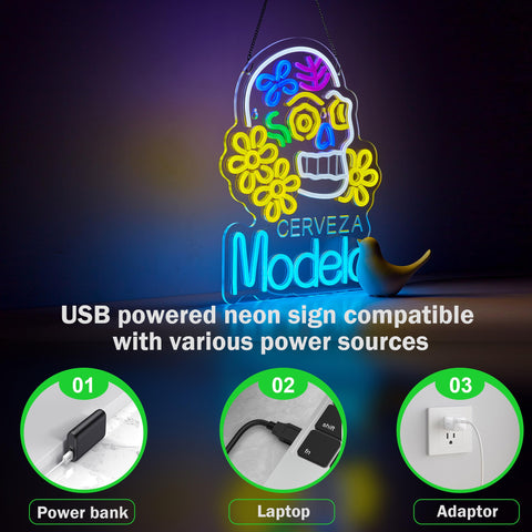 Yooyneon USB-powered neon sign compatible with USB power sources