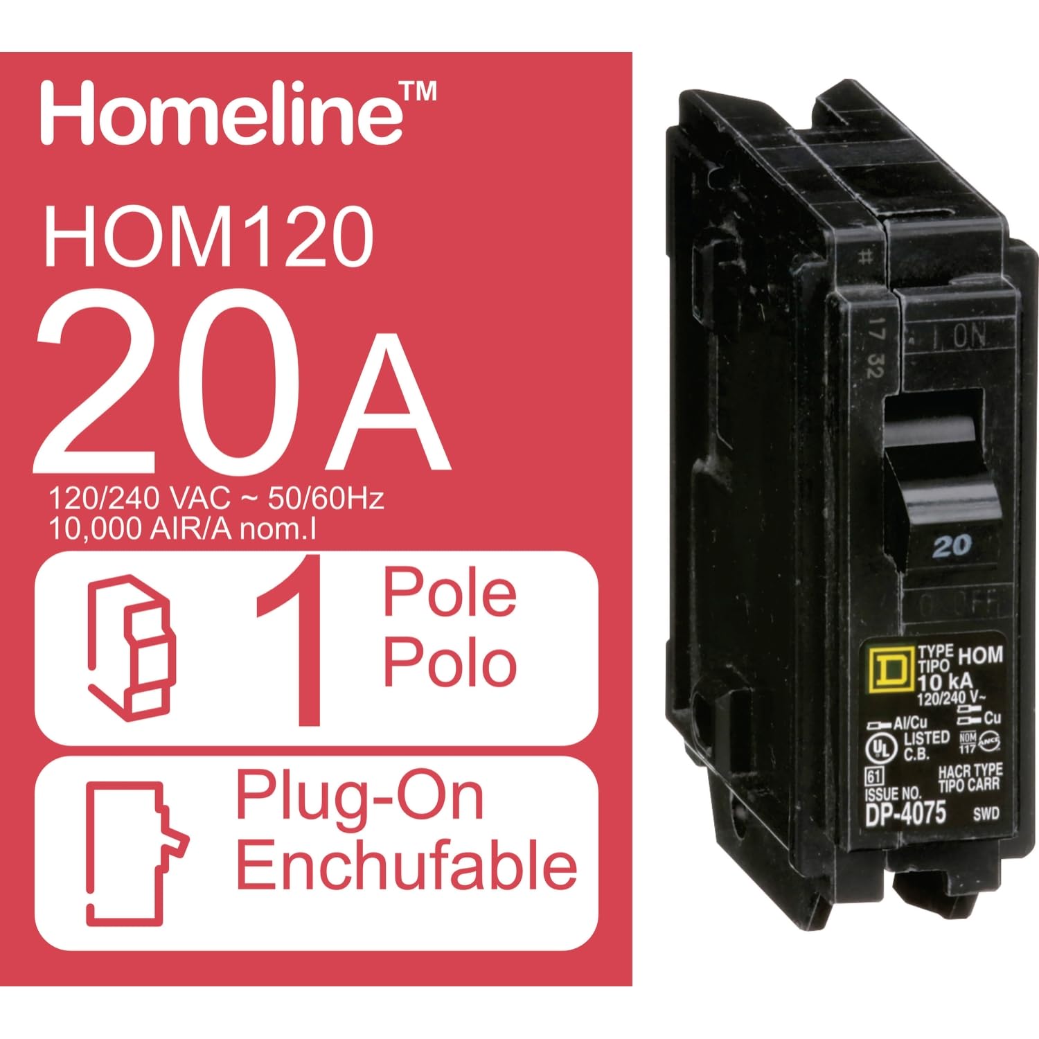 YOOZENA HOM120 1-pole side view highlighting compact housing for panels