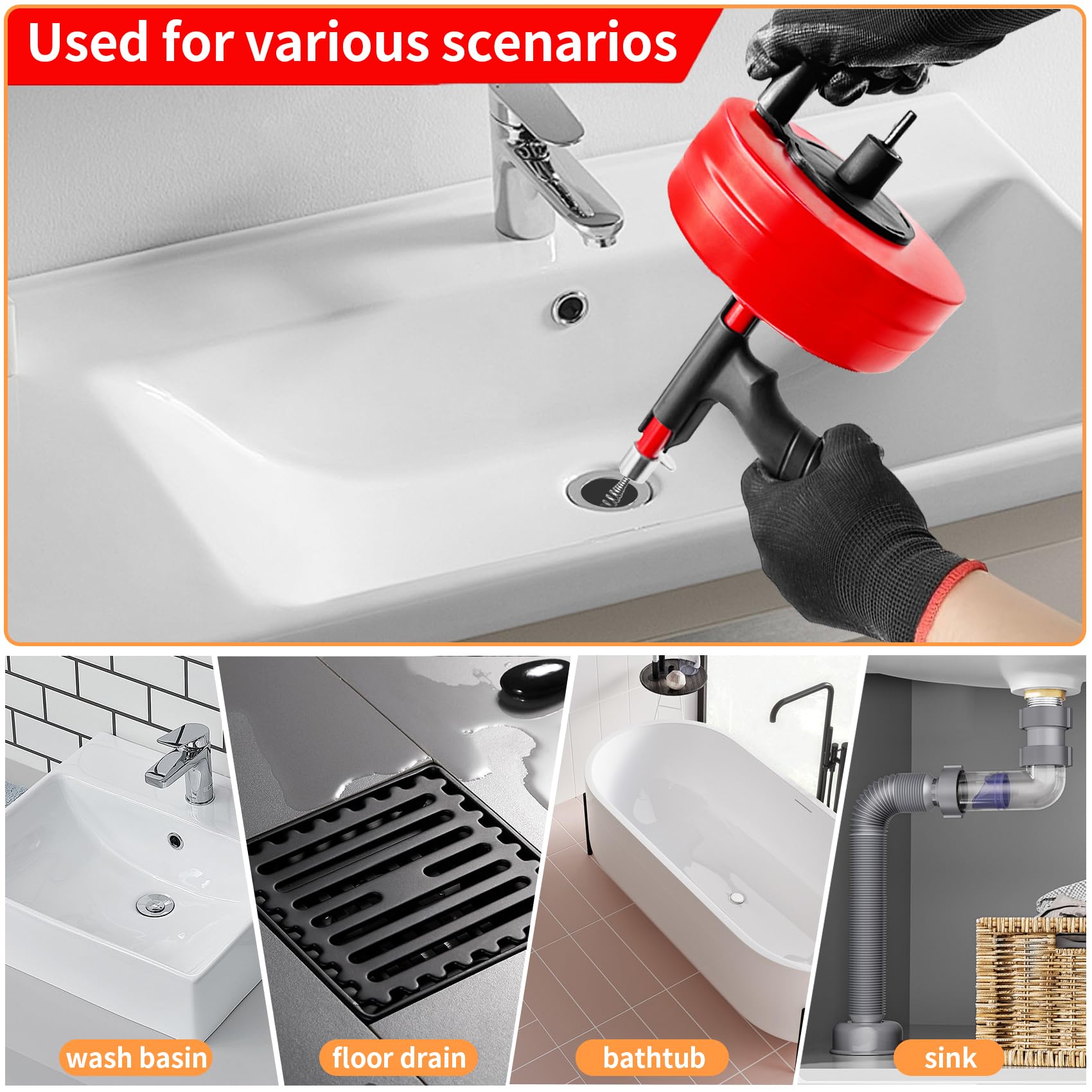 Yopmb complete drain clearing toolkit for hair and debris in household drains