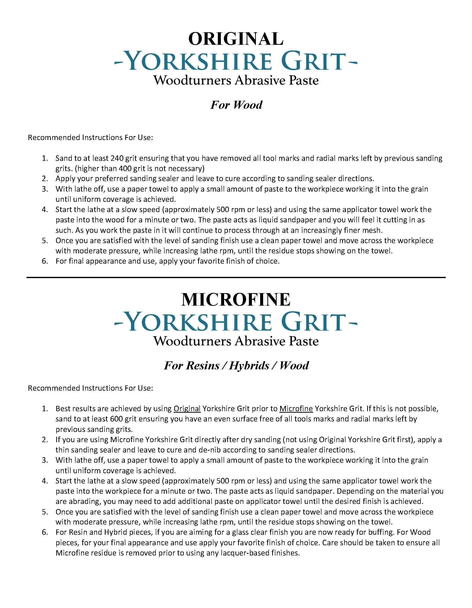 Yorkshire Grit Original paste acts as liquid sandpaper for finer finish
