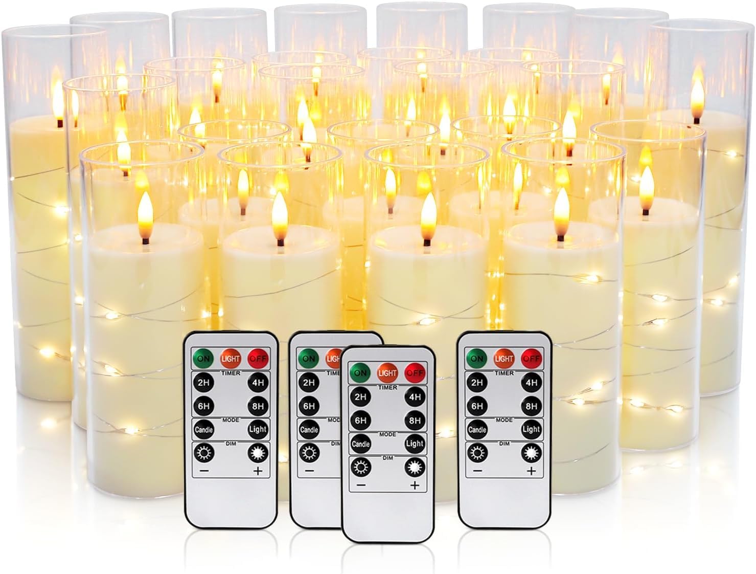 YOROXRG 24-pack flameless candles with embedded lights create warm ambiance for events
