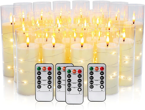 YOROXRG 24-pack flameless candles with embedded lights create warm ambiance for events