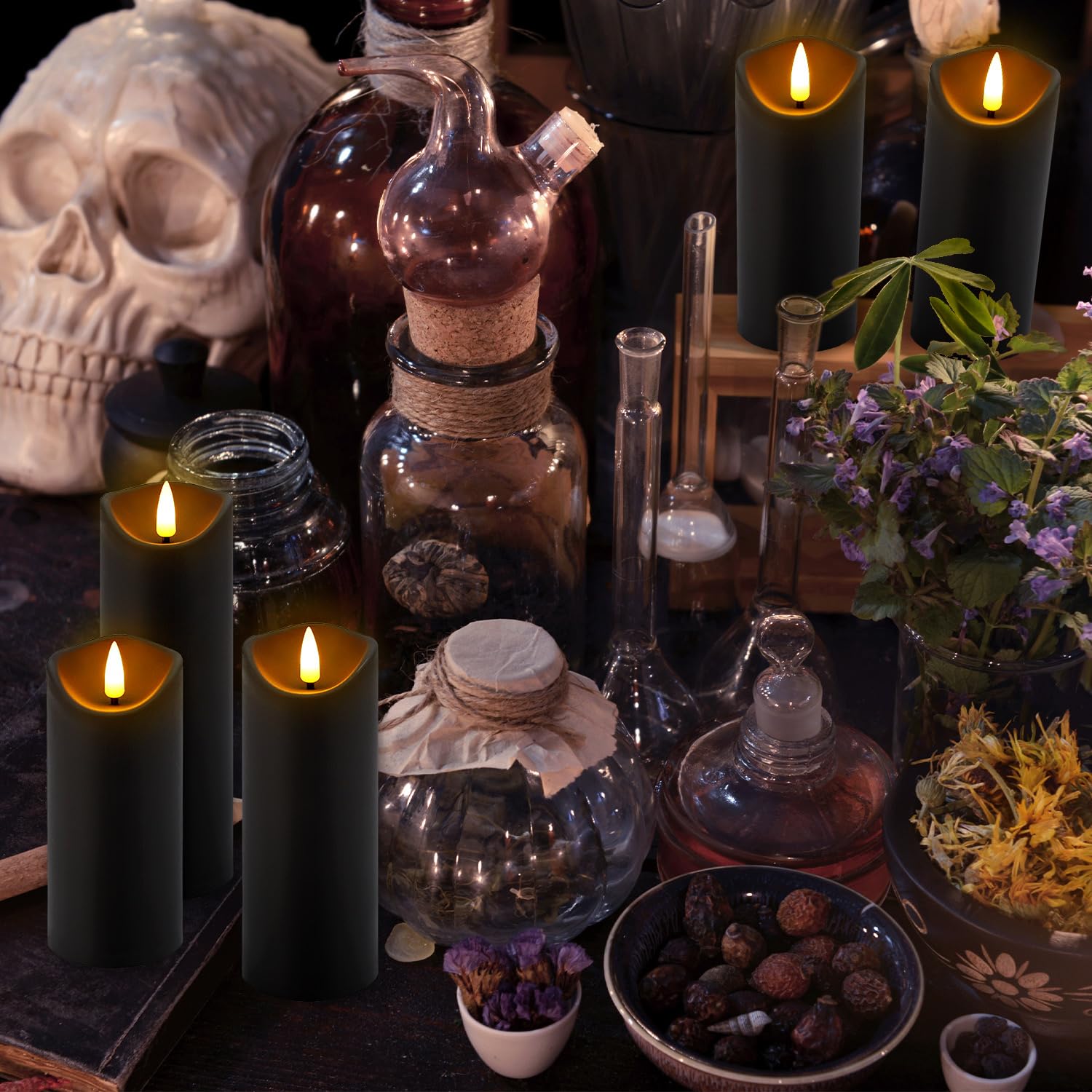 YOROXRG Halloween decor with soft flickering candlelight