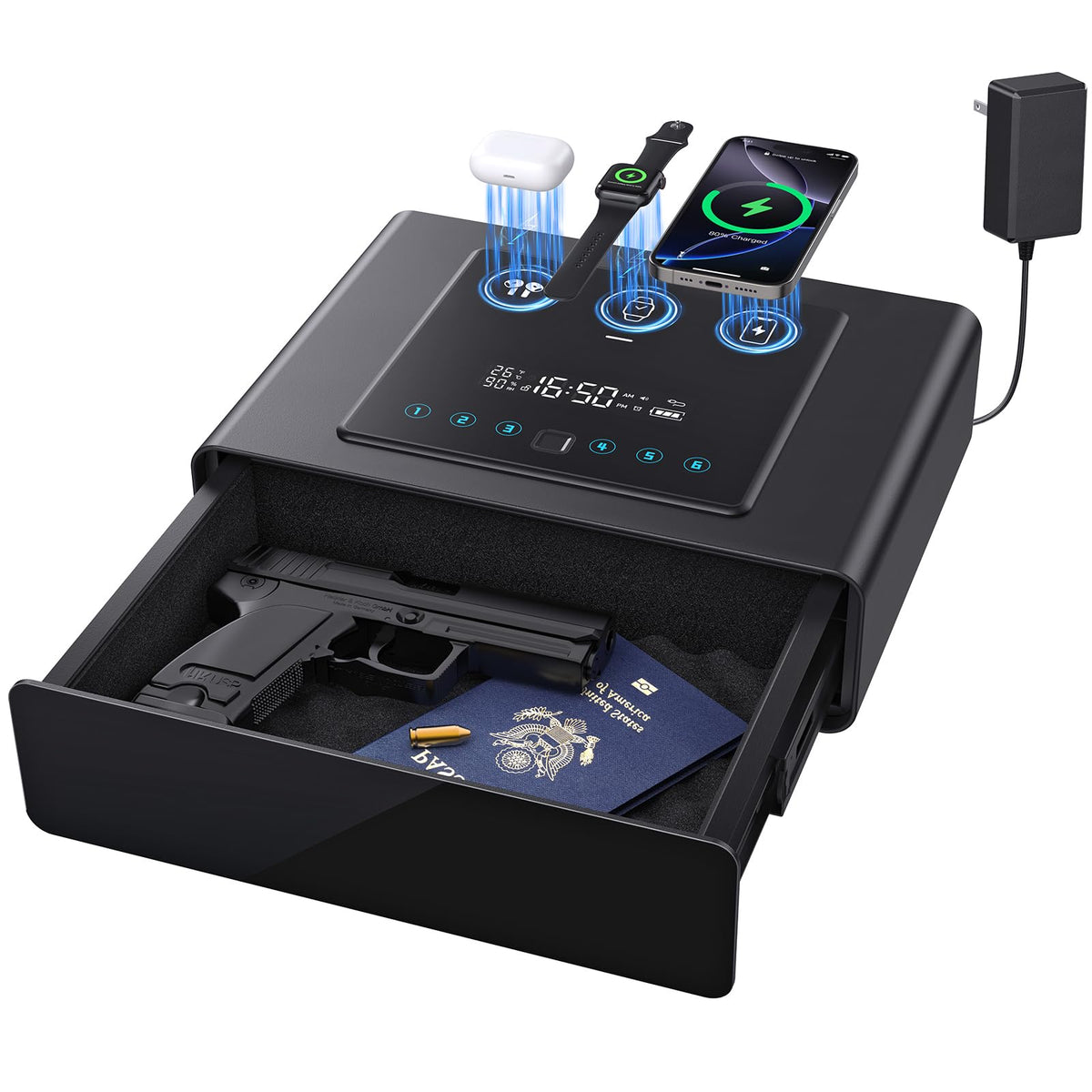 Yoqimi gun safe front panel with quick access and sturdy build.