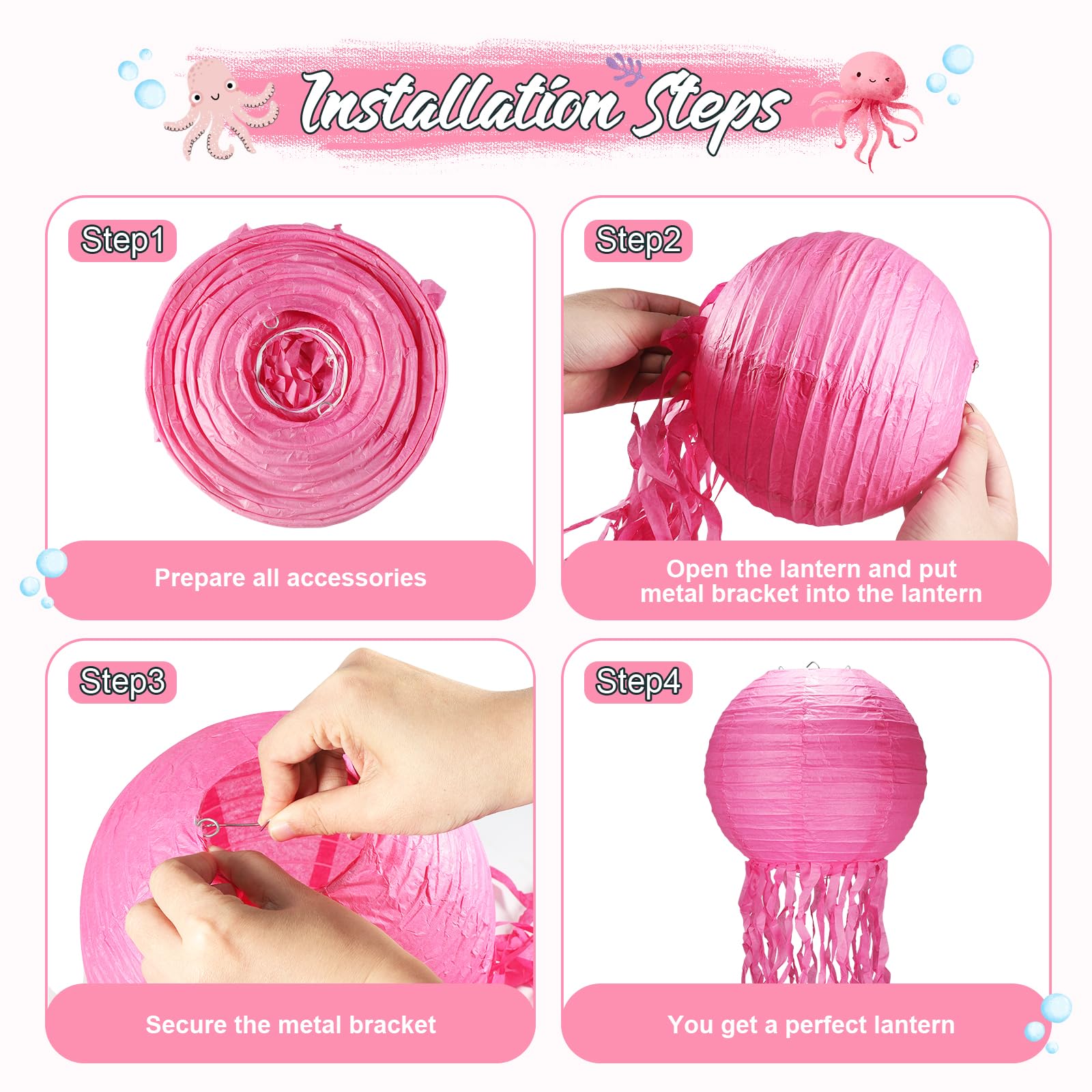 Yorr pink jellyfish lantern detail with vibrant color options.