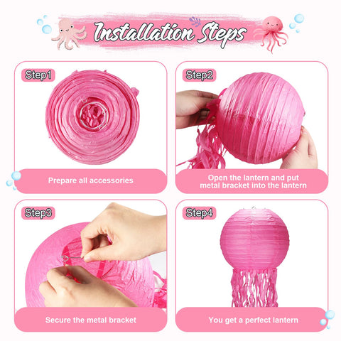 Yorr pink jellyfish lantern detail with vibrant color options.