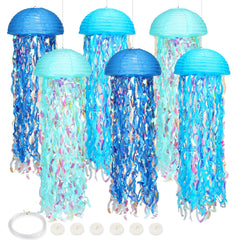 Yorr deep blue jellyfish lanterns create immersive sea party ambiance with floating effect.