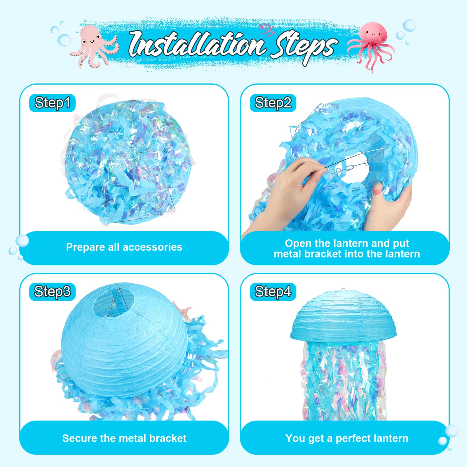 Yorr light blue jellyfish lantern adds a soft glow for ocean-themed classrooms.