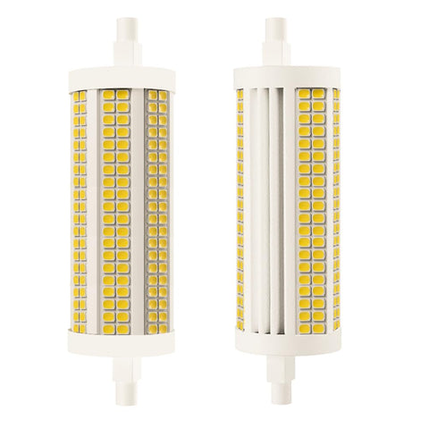 Yosenmi 118mm R7S LED bulb closeup shows 30W brightness and compact form.