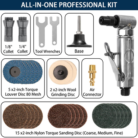 YoShin 1/4 inch chuck and speed regulator enable controlled finishing in tight spaces.