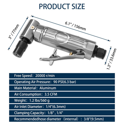 YoShin 90 degree head design improves access to narrow edges and welds.