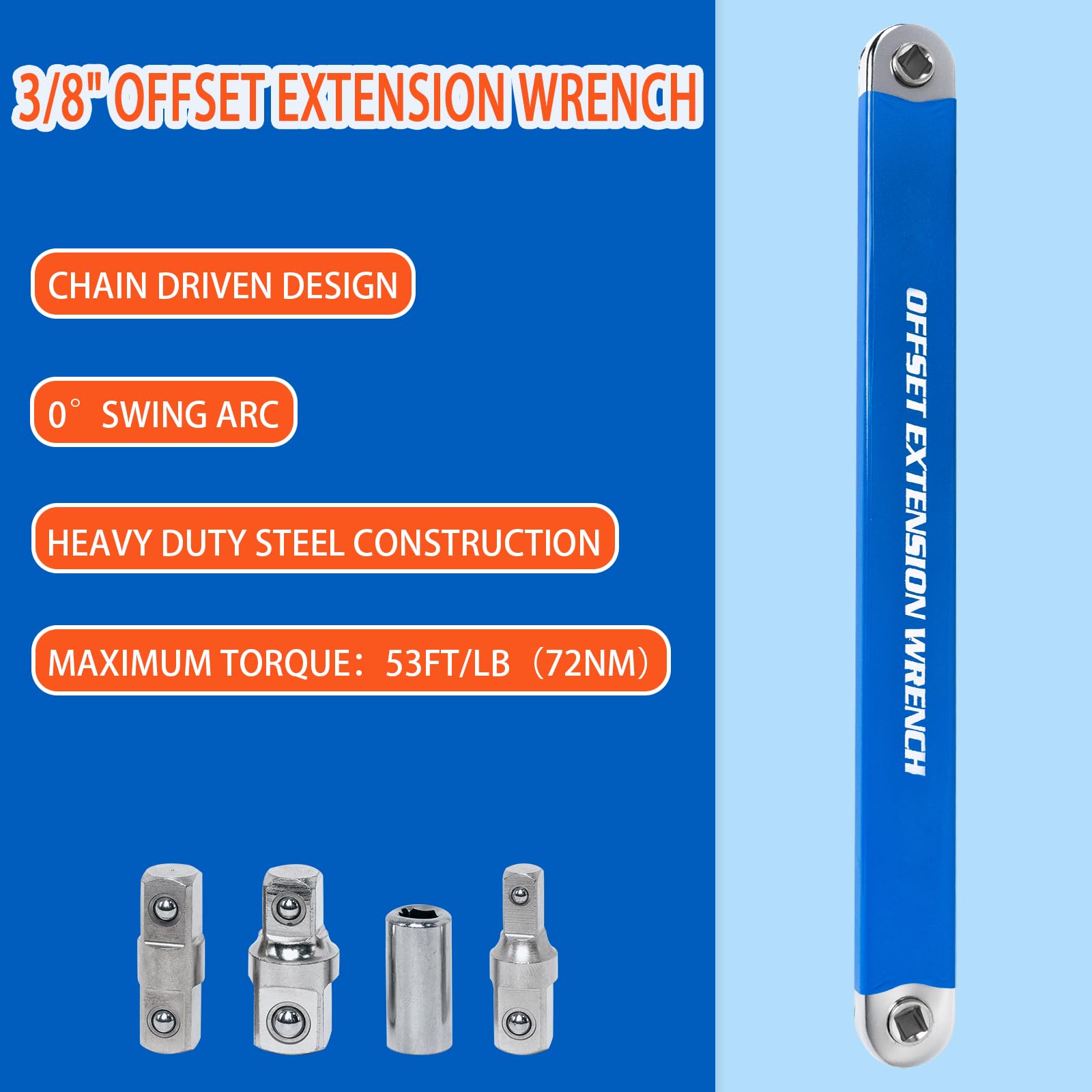 YoShin offset extension wrench side angle highlights extended reach.