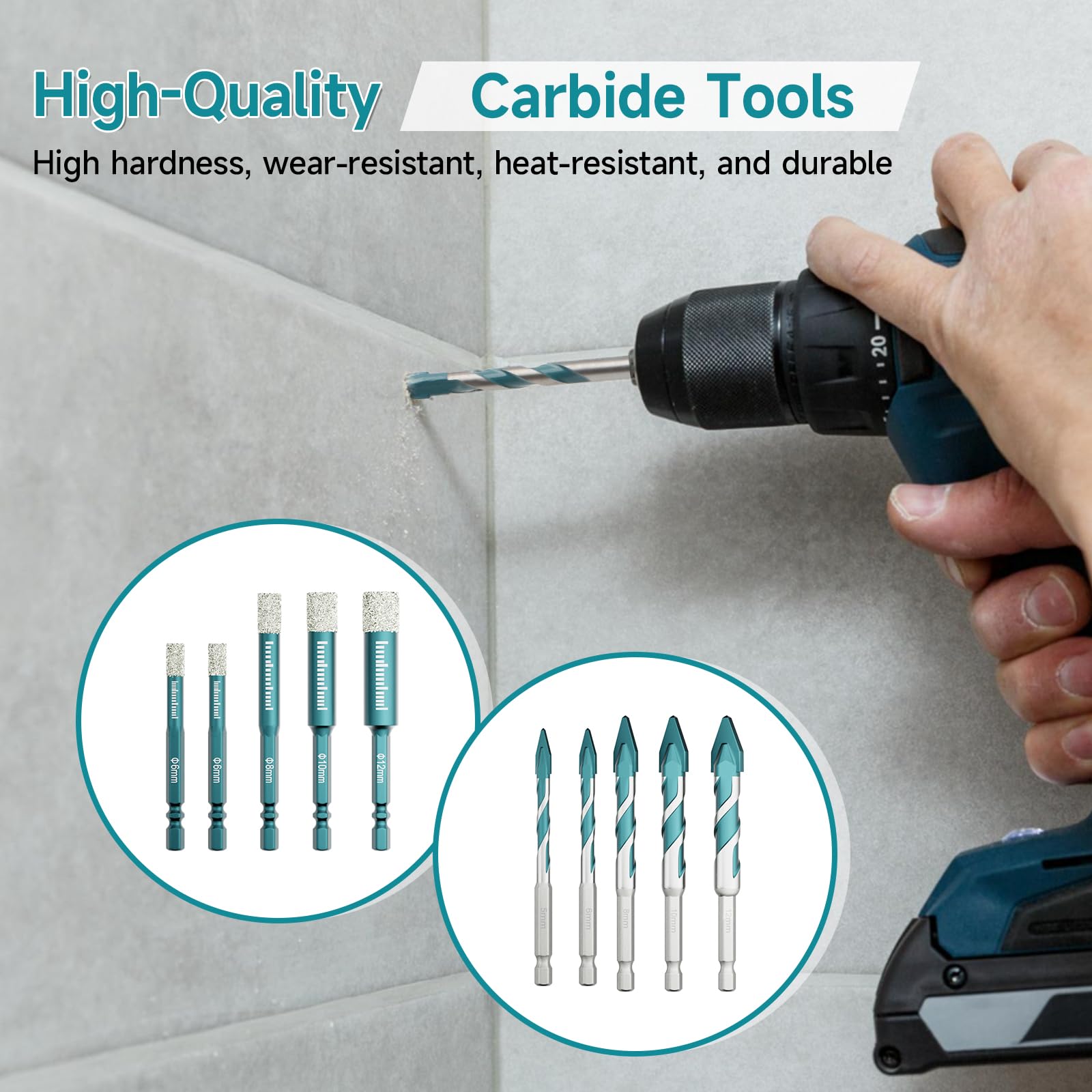 YOSIGHT diamond hole saws with varied sizes for porcelain and tile cuts