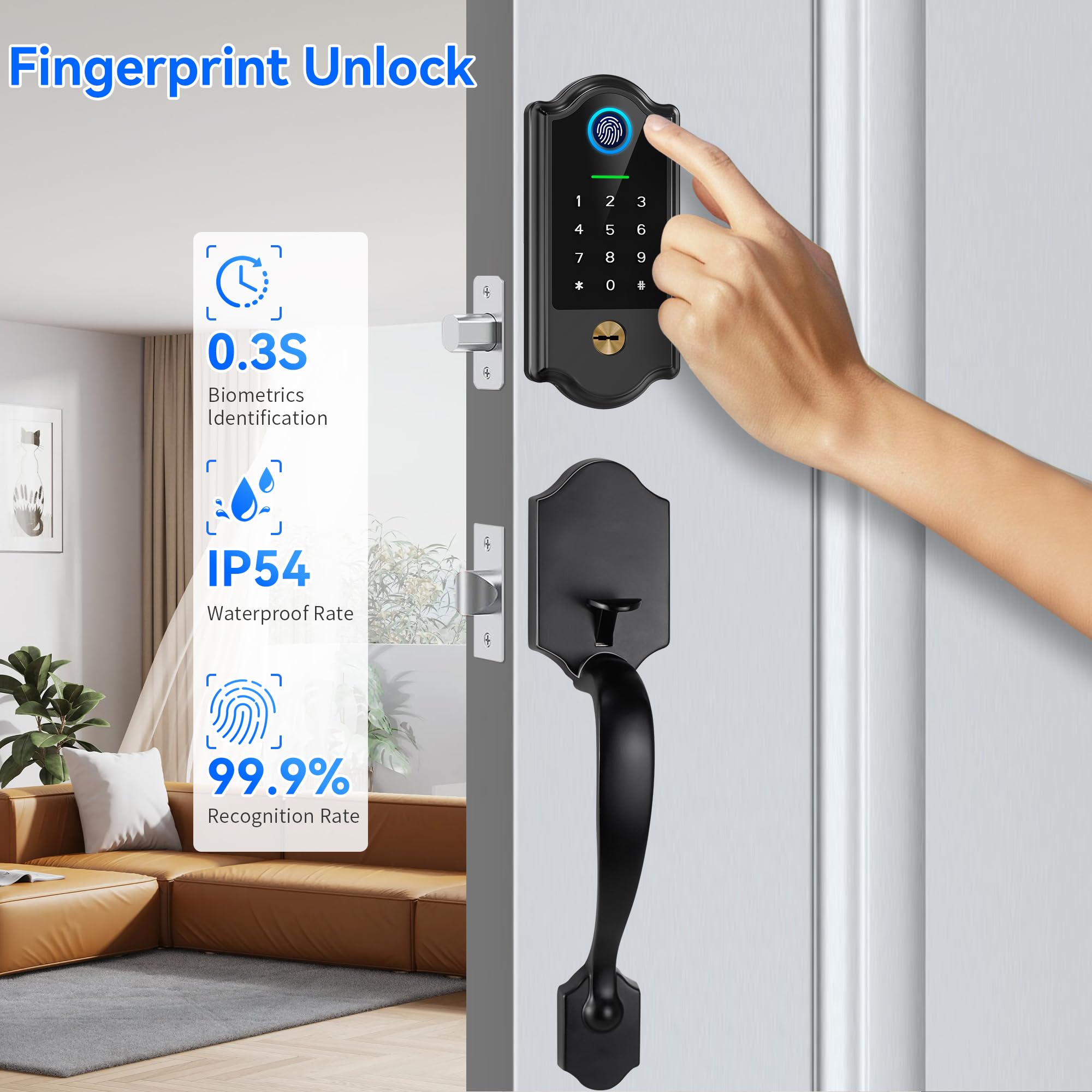 YOSIMIKA auto-lock feature secures the door after unlocking for peace of mind.