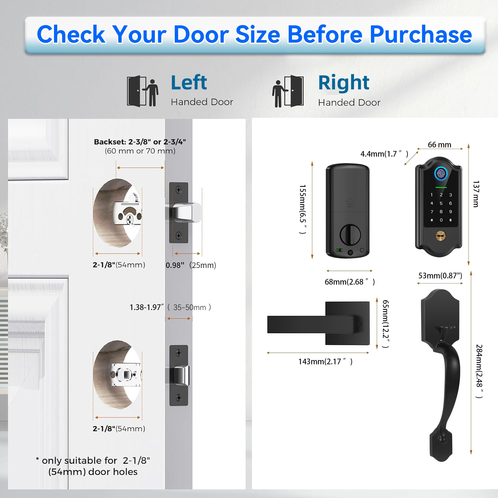 YOSIMIKA easy install digital door lock fits standard hardware for quick upgrades.
