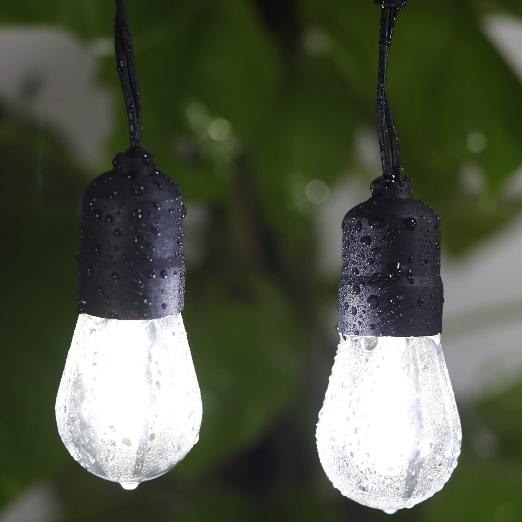 YOSION 60ft cool white LED string lights brightening an outdoor space for ambiance