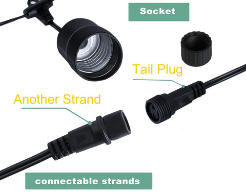 YOSION linkable tail socket allows connecting multiple strands for larger areas