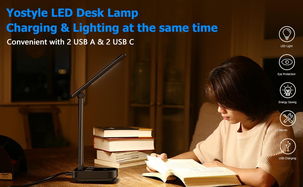 Yostyle LED desk lamp enhances any study or work setup with steady light.